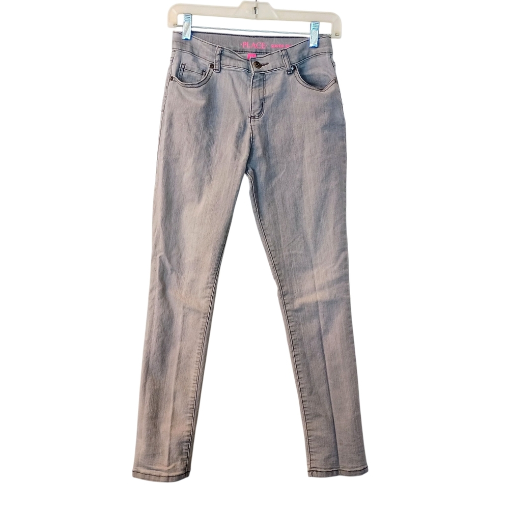 Girls Place Super Skinny Gray Denim Jeans Size 14